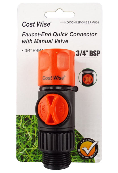 CostWise Hose Socket with Valve – ¾″ BSP Male Thread