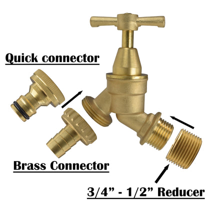 Brass Bib Garden Tap Kit – ½″ / ¾″ BSP Inlet
