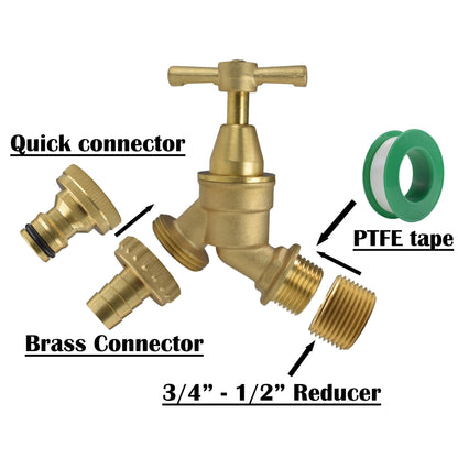 Brass Bib Garden Tap Kit – ½″ / ¾″ BSP Inlet