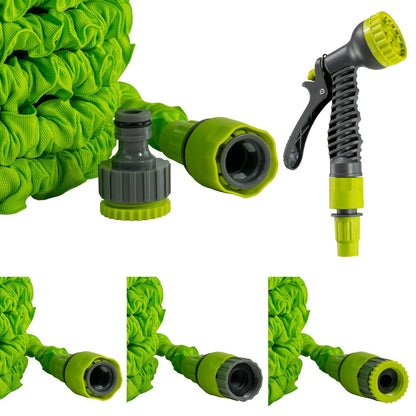 Heavy Duty Expandable Garden Water Hose Pipe With Sprayer, Green