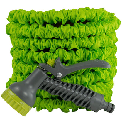 Heavy Duty Expandable Garden Water Hose Pipe With Sprayer, Green