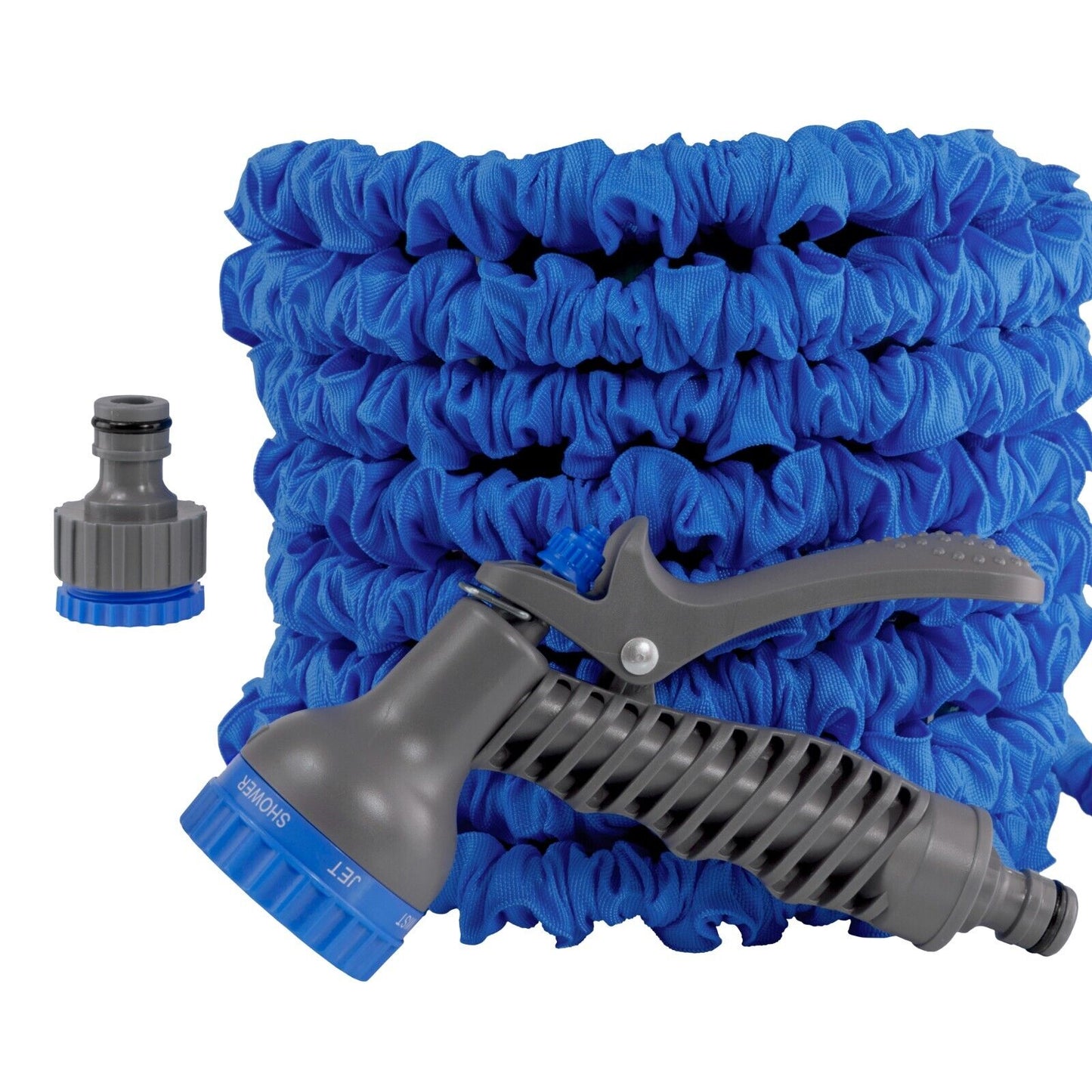 Heavy Duty Expandable Garden Water Hose Pipe With Sprayer, Blue
