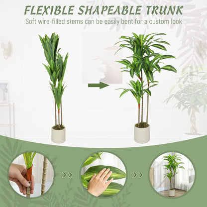 Artificial Dracaena Tree with Bendable Trunks, Green 120cm