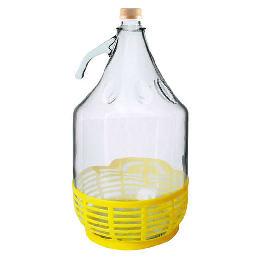 5L Glass Demijohn with Screw Cap & Yellow Basket – Pack Options