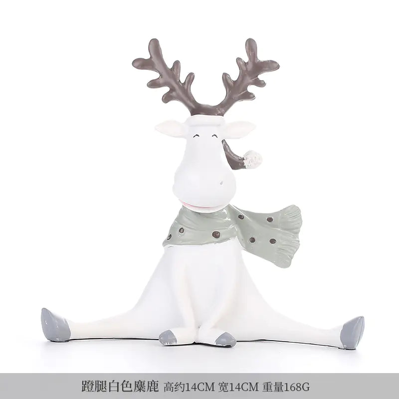 Nordic Elk Decorative Resin Figurine – Pastel Home Ornament