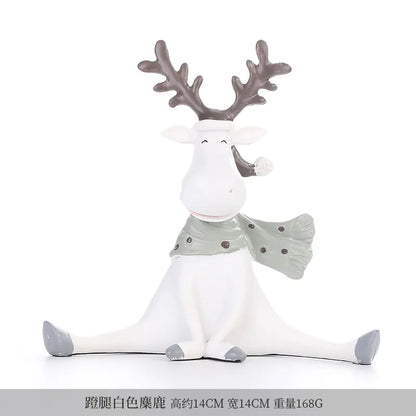 Nordic Elk Decorative Resin Figurine – Pastel Home Ornament