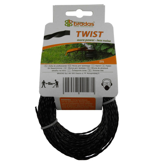 Bradas Twist Trimmer Line – 2.7mm × 15m, Black