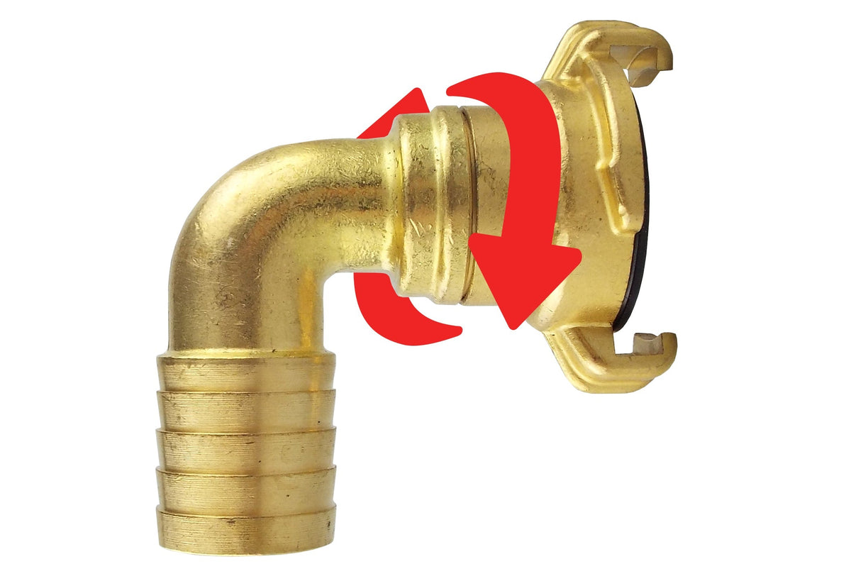 Brass Geka-Type Swivel Elbow – 13mm (½″) Hose Barb