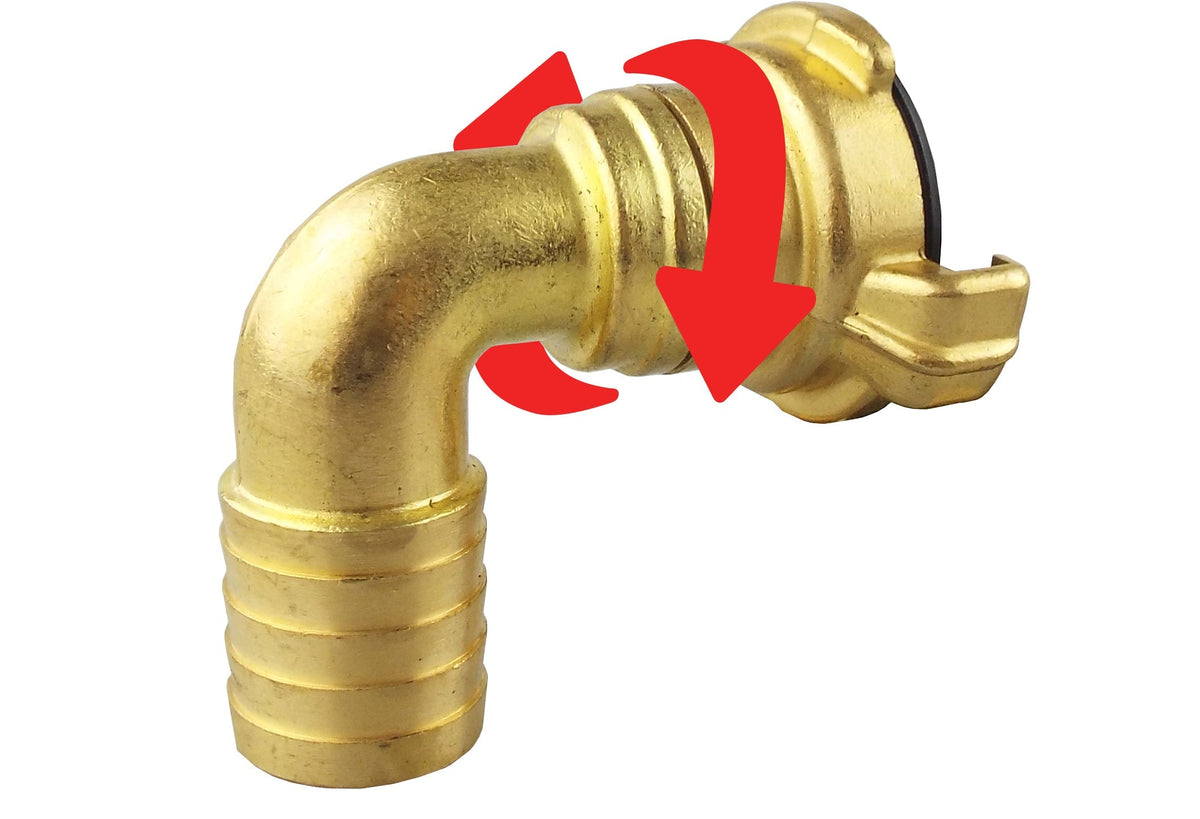 Brass Geka-Type Swivel Elbow – 19mm (¾″) Hose Barb