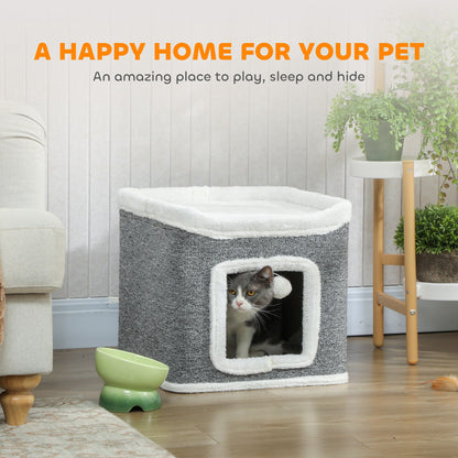 PawHut Cat House for Kittens, Grey