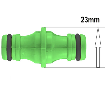 Green Double-Male Quick Hose Joiner – Slim Profile; supplied product design shown.
