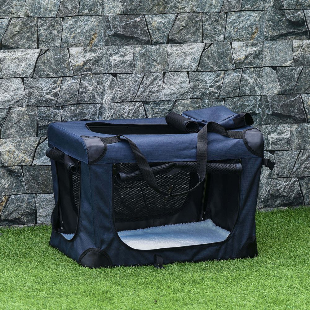 PawHut Pet Carrier for Small Dogs & Cats, 70x51x50cm - Dark Blue