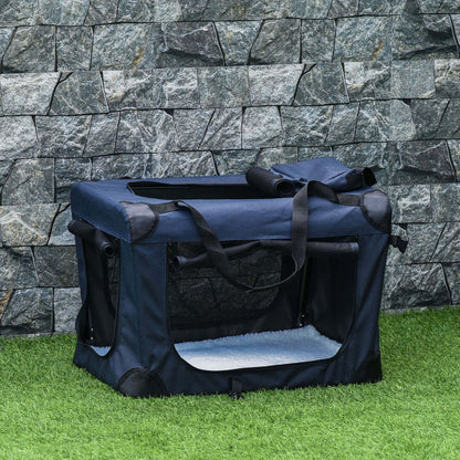 PawHut Pet Carrier for Small Dogs & Cats, 70x51x50cm - Dark Blue