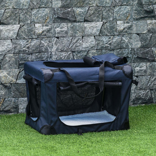 PawHut Pet Carrier for Small Dogs & Cats, 70x51x50cm - Dark Blue
