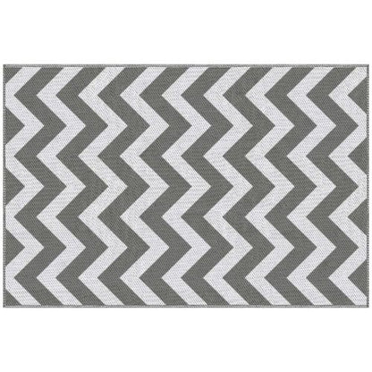 Outsunny Outdoor Rug, 1.2 x 1.8m Patio Floor Mat, Grey & White