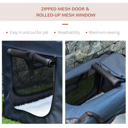 PawHut Pet Carrier for Small Dogs & Cats, 70x51x50cm - Dark Blue