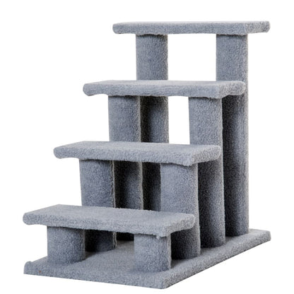 PawHut Pet Stairs 4 Steps Climbing Ladder 63x43x60cm Grey