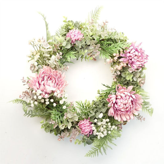 Luxury Artificial Pink Floral Blossom Wreath 45cm