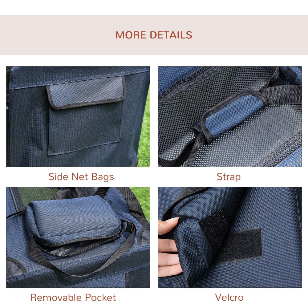 PawHut Pet Carrier for Small Dogs & Cats, 70x51x50cm - Dark Blue