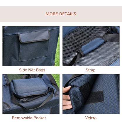 PawHut Pet Carrier for Small Dogs & Cats, 70x51x50cm - Dark Blue