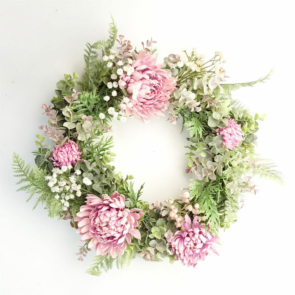 Luxury Artificial Pink Floral Blossom Wreath 45cm