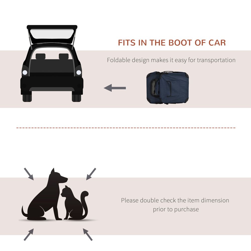 PawHut Pet Carrier for Small Dogs & Cats, 70x51x50cm - Dark Blue