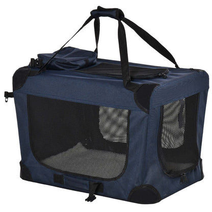 PawHut Pet Carrier for Small Dogs & Cats, 70x51x50cm - Dark Blue