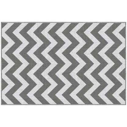 Outsunny Outdoor Rug, 1.2 x 1.8m Patio Floor Mat, Grey & White