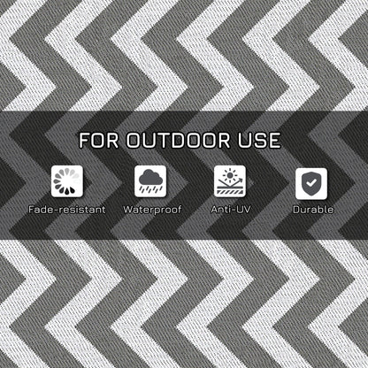 Outsunny Outdoor Rug, 1.2 x 1.8m Patio Floor Mat, Grey & White