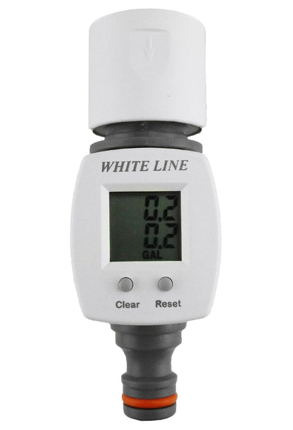 Water Flow Meter with Quick Connect Outlet (White/Grey)