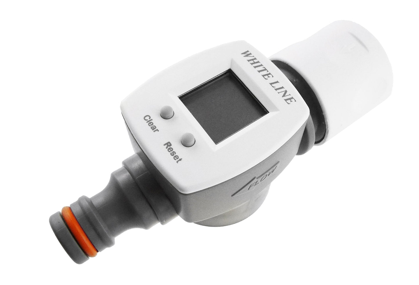 Water Flow Meter with Quick Connect Outlet (White/Grey)