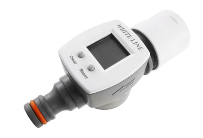 Water Flow Meter with Quick Connect Outlet (White/Grey)
