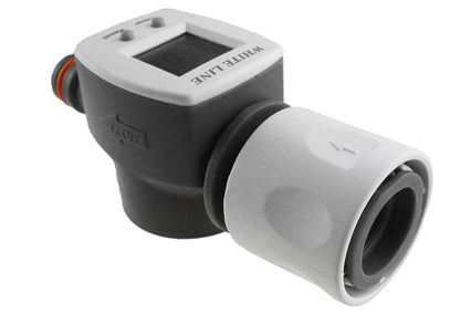 Water Flow Meter with Quick Connect Outlet (White/Grey)
