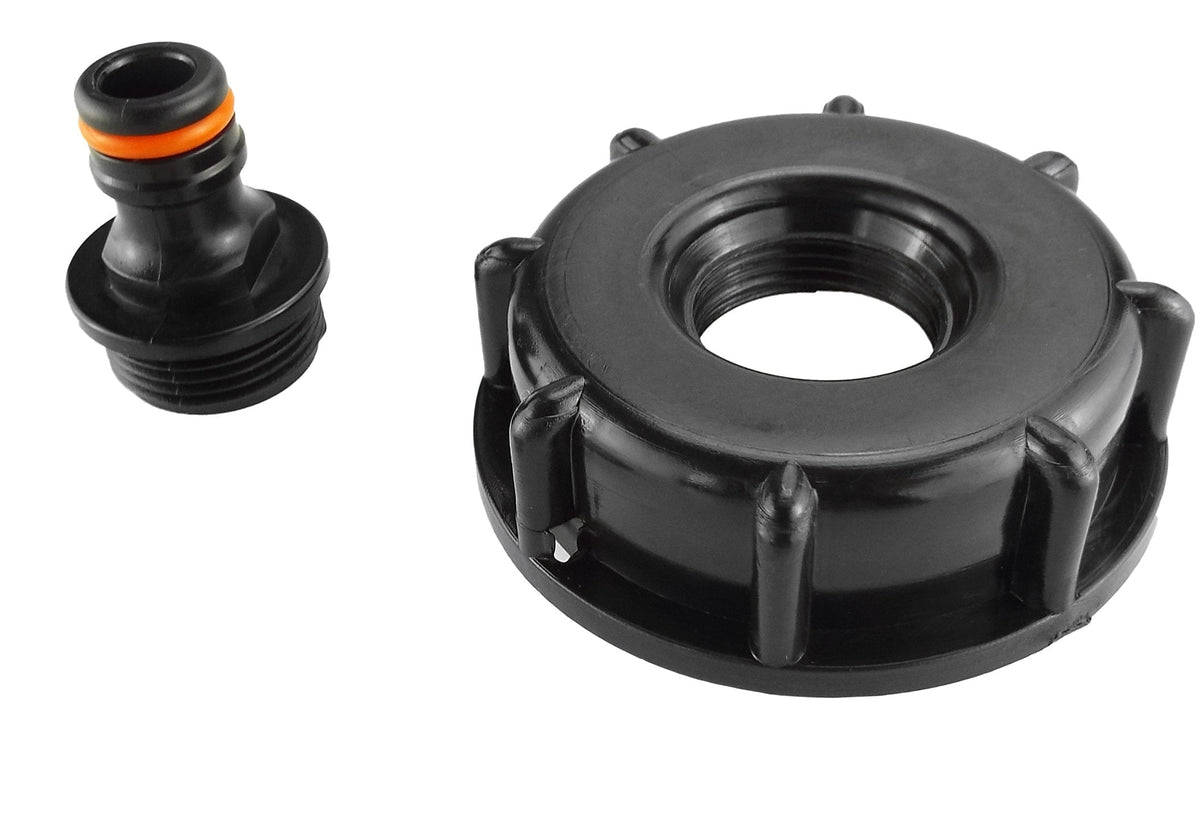 IBC S60X6 Cap with Black Male Quick-Connect Outlet