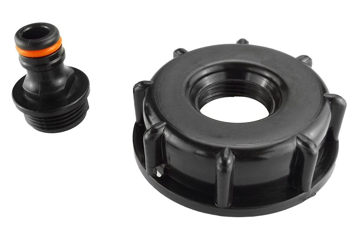 IBC S60X6 Cap with Black Male Quick-Connect Outlet