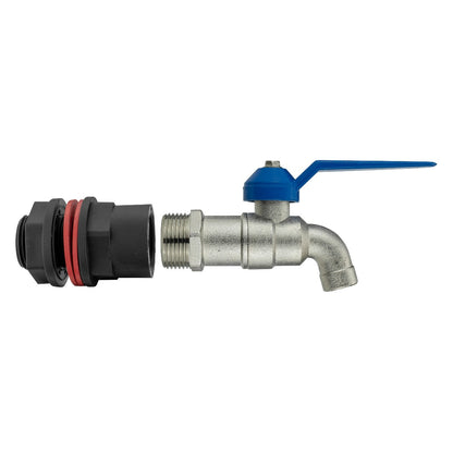 ½″ BSP Water Butt Kit with Blue-Lever Plain-Spout Tap
