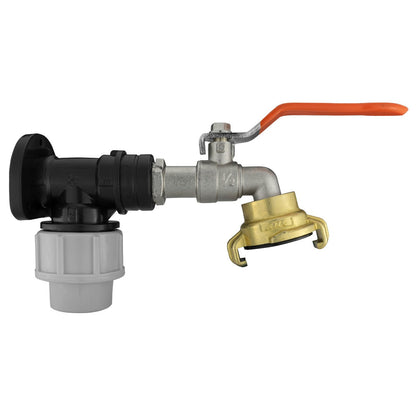 Black/grey 20mm MDPE wall-flange kit with lever tap & claw outlet.