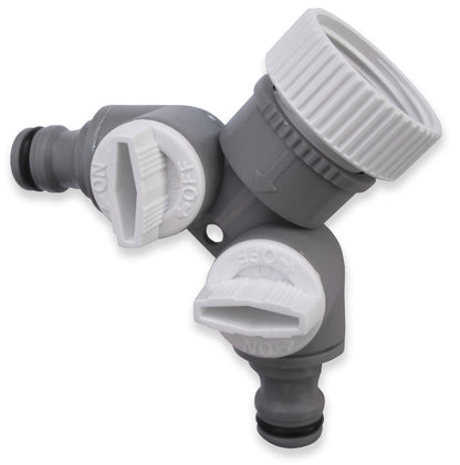 White Line 2-Way Tap Splitter – Quick-Connect Outlets