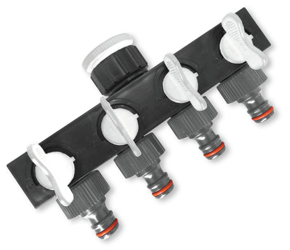 4-Way Splitter with Valves Grey/White