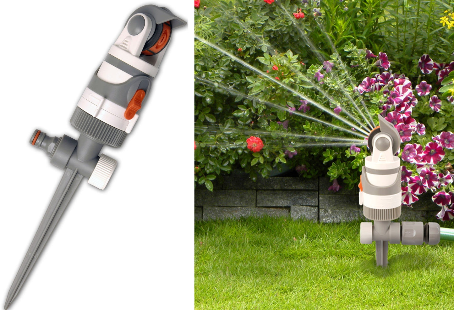 4-Pattern Gear Drive Sprinkler (White/Grey)