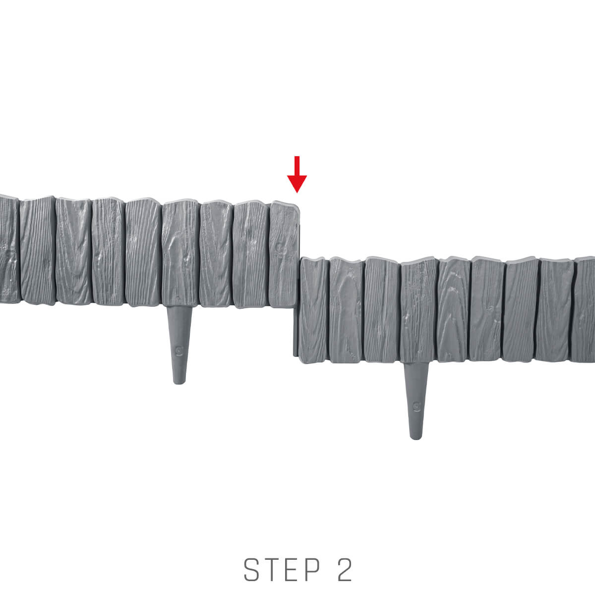Lawn Edging, 2.32 Metres Plastic Palisade Wood Effect (Grey)