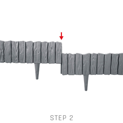 Lawn Edging, 2.32 Metres Plastic Palisade Wood Effect (Grey)