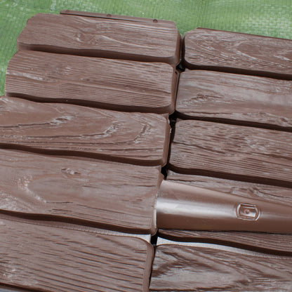 Lawn Edging, 2.32 Metres Plastic Palisade Wood Effect (Brown)
