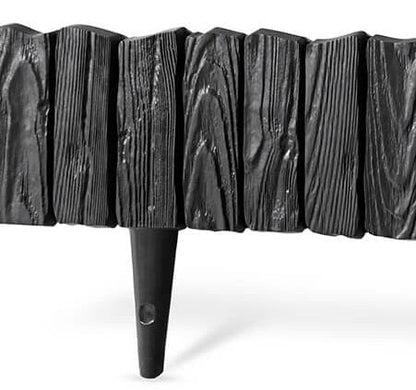 Lawn Edging, 2.32 Metres Plastic Palisade Wood Effect (Black)