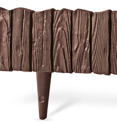 Lawn Edging, 2.32 Metres Plastic Palisade Wood Effect (Brown)