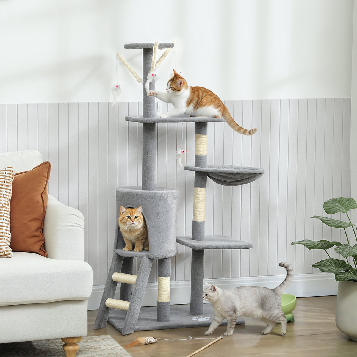 PawHut Multi-Level Cat Tower, 134cm