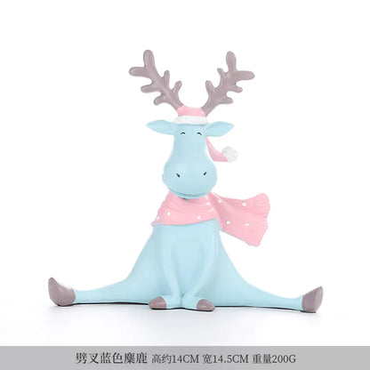 Nordic Elk Decorative Resin Figurine – Pastel Home Ornament
