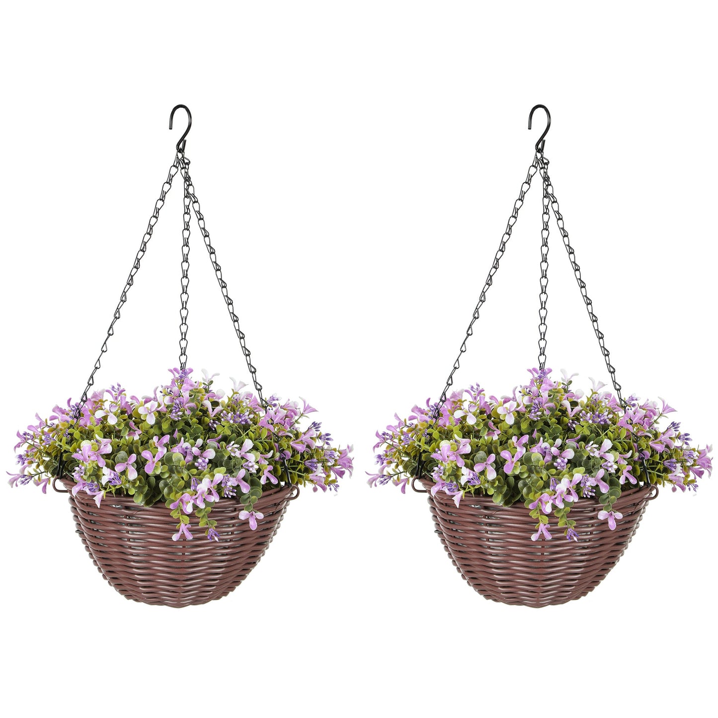 Artificial Flowers in Basket Set of 2 Purple