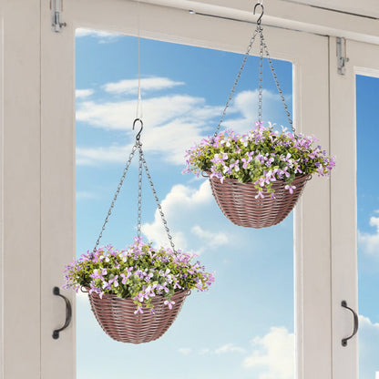 Artificial Flowers in Basket Set of 2 Purple