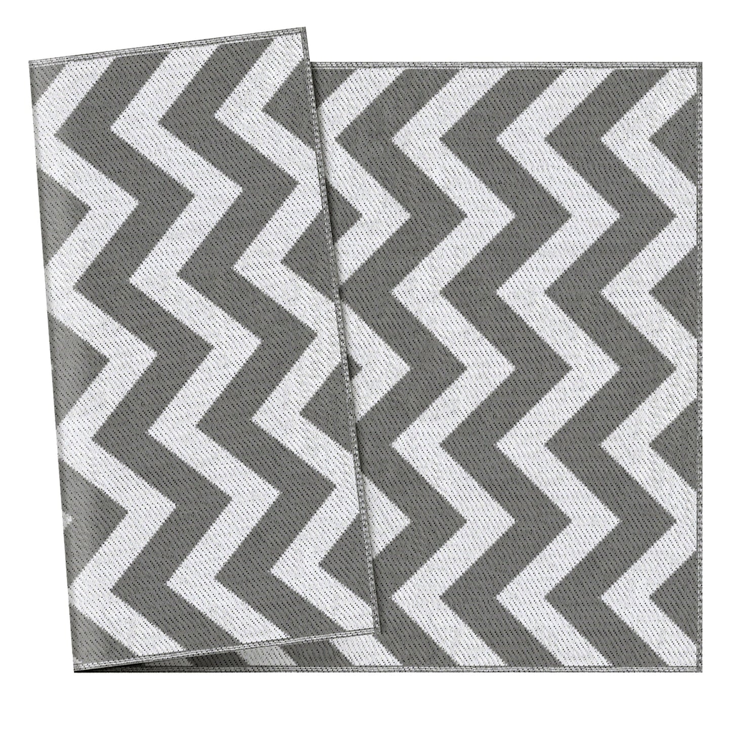 Grey & White Zig Zag Reversible Outdoor Rug, 1.2 x 1.8m